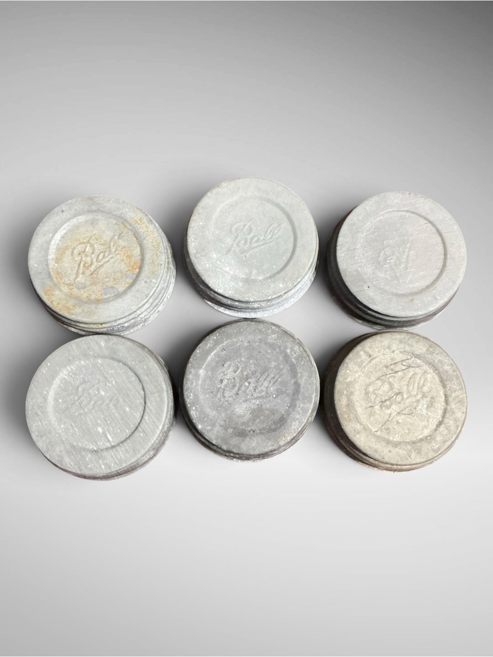 Antique Ball Mason Jar Zinc Lids Milk Glass Inserts Set of 6 Vintage Canning